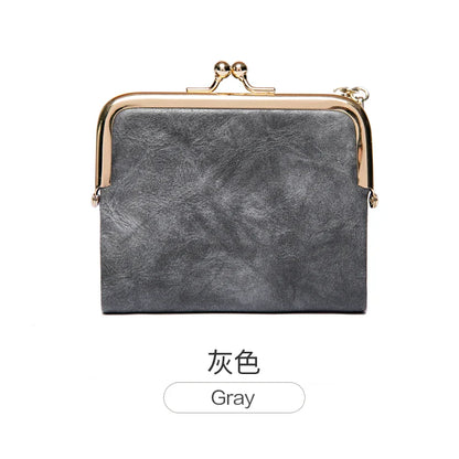 MIYIN Women’s Small Wallet – RFID Compact Bifold Leather Coin Purse with Zipper & Kiss Lock, Vintage Design