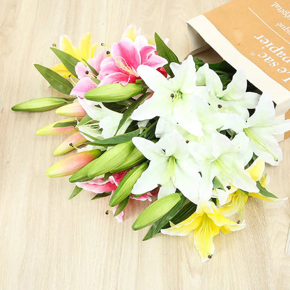 Artificial Silk Lily Bouquet – Creative Fake Flower Arrangement for Living Room, Sweetheart Decoration for Friends