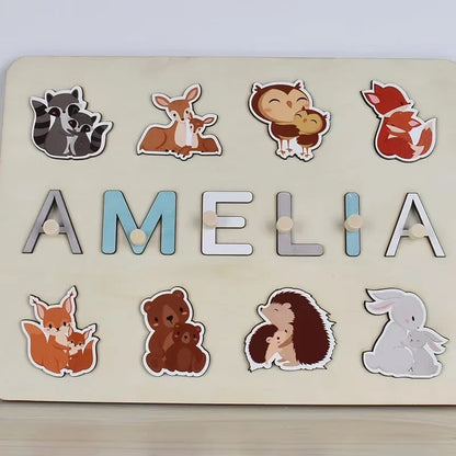 Montessori Personalized Wooden Name Puzzle — Custom Letter Board Educational Toy for Babies