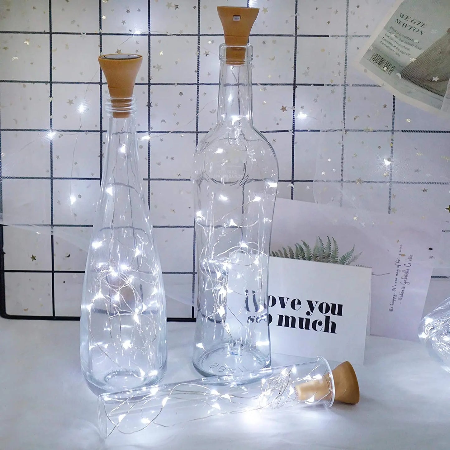 Solar Wine Bottle Lights – 10LED/15LED/20LED Cork Shape Fairy Lights, Copper Wire Garland for Christmas & Home Room Decoration