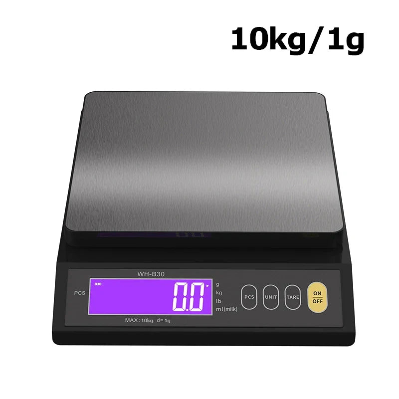5kg/0.1g and 10kg/1g Digital Electronic Kitchen Scale, LCD Display, Fully Waterproof Stainless Steel Weighing Tool for Baking