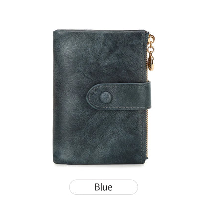 Minimalist Women’s Short Wallet – Large Capacity Triple-Layer Double Zipper Card Holder & Money Bag