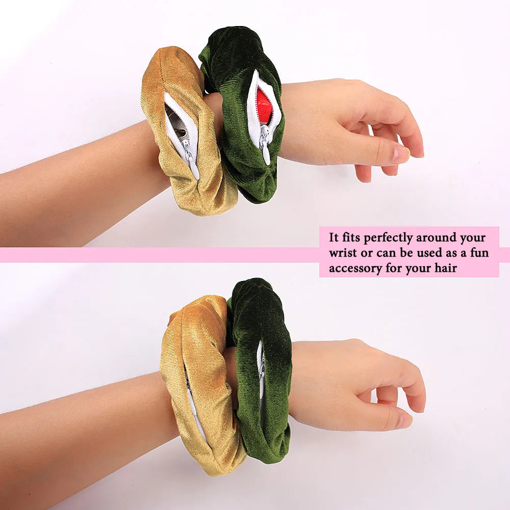 Portable Hidden Safe Hair Tie Storage Case – Secret Scrunchie with Zipper for Cash, Key & Jewelry (Travel/Outdoor)