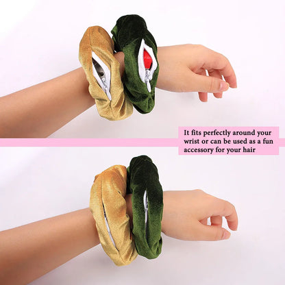 Portable Hidden Safe Hair Tie Storage Case – Secret Scrunchie with Zipper for Cash, Key & Jewelry (Travel/Outdoor)