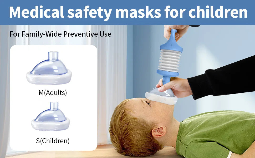 First Aid Anti-Choking Rescue Device – Automatic Airway Assist with 3 Mask Sizes for Adults & Kids, Emergency Kit