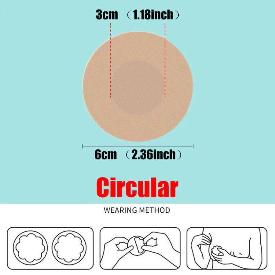 100PC Disposable Cloth Nipple Covers – Invisible Bra Pasties, Breast Petals & Chest Stickers for Women