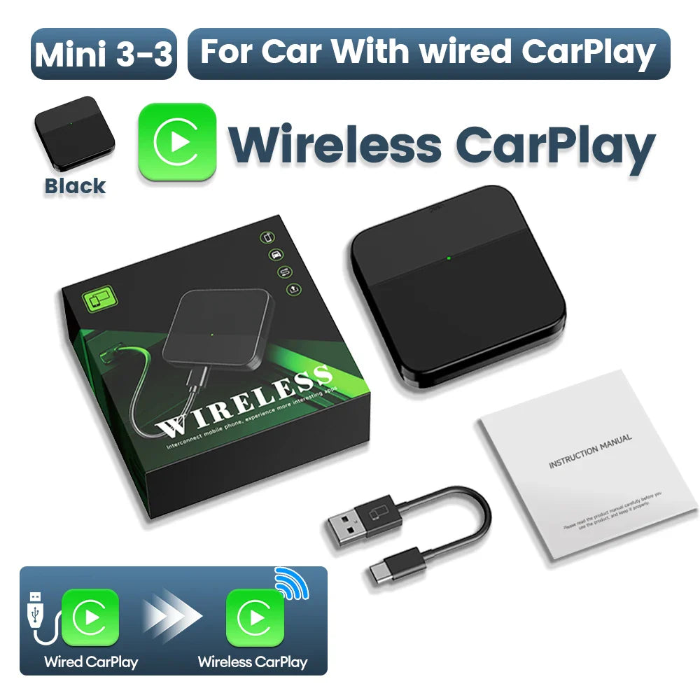 2026 CarlinKit Mini Wireless CarPlay Adapter – Smart Wired to Wireless CarPlay Dongle with WiFi & Bluetooth Auto Connect Car System Upgrade