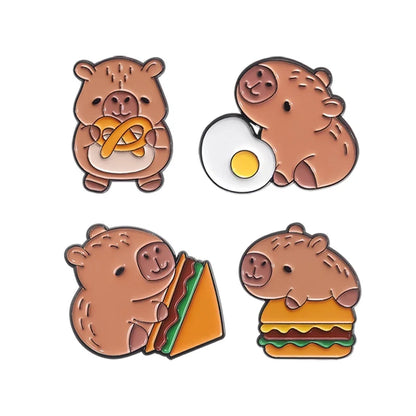 Capybara Hippo Enamel Pin Set - 3-6PCS Cute Cartoon Animal Brooch Lapel Badges for Gifts, Accessories & Collectors