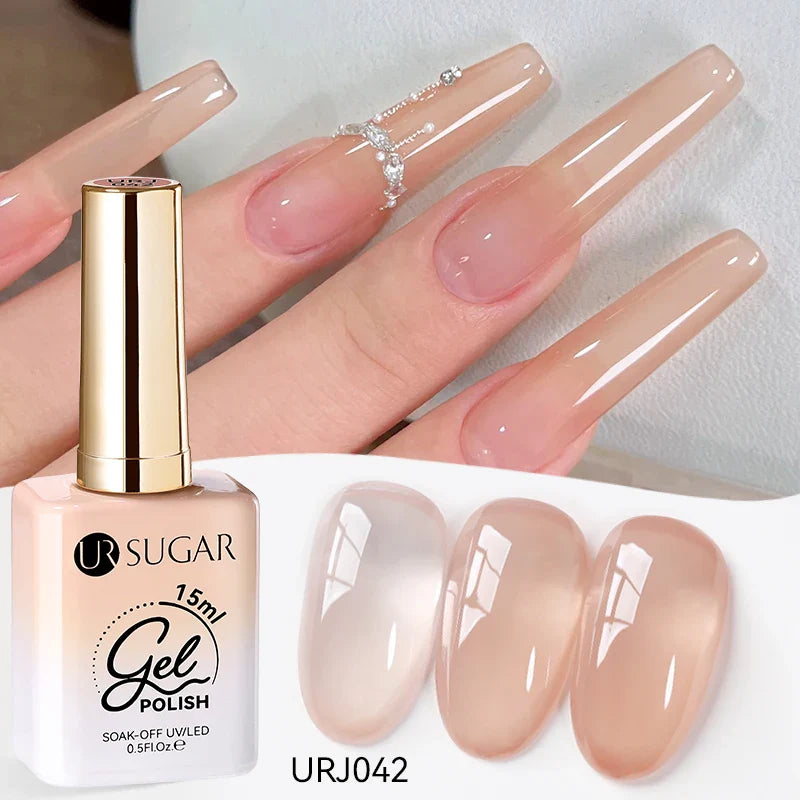 UR SUGAR 15ml Jelly Milky White Gel Polish – Translucent UV Soak Off Nail Art Varnish Semi-Permanent Fashion Nail Color