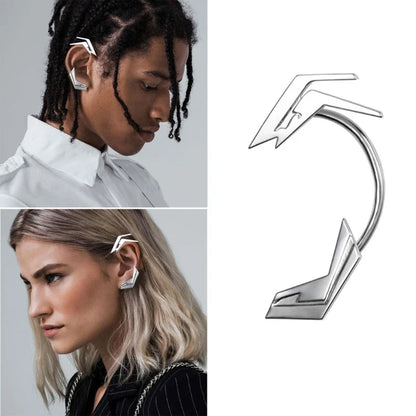 Unisex Silver Ear Clips – Futuristic Skeletal Spine Ear Hooks Jewelry for Y2K Trendsetters