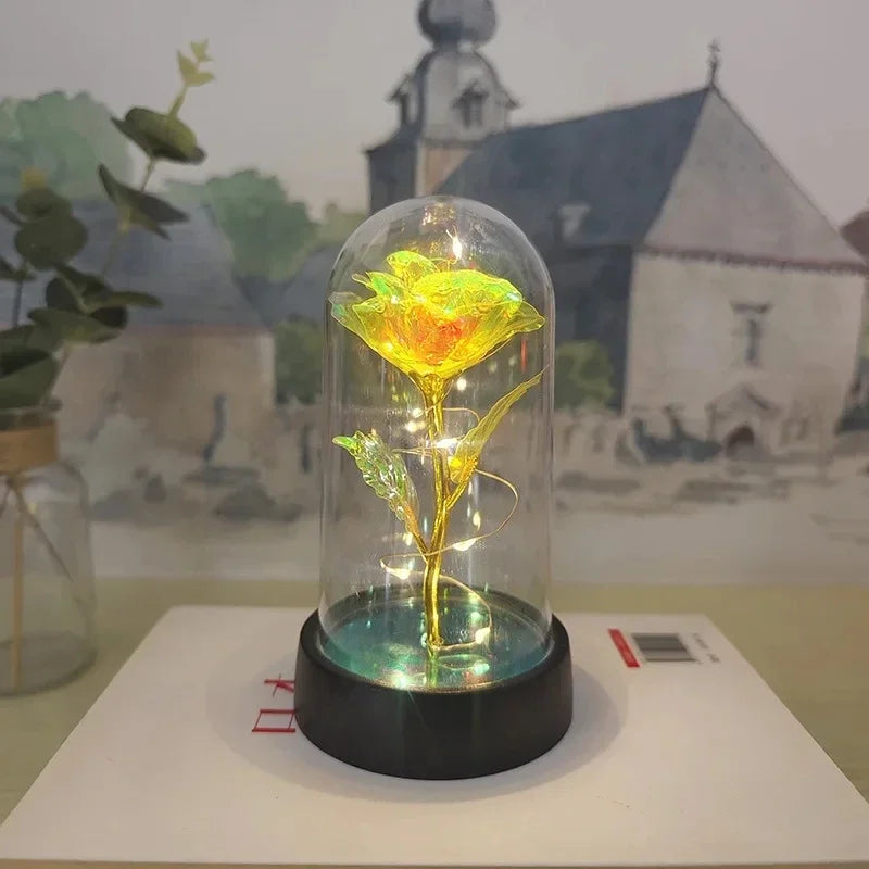 Artificial Eternal Rose Flowers with LED Light – Valentine’s Day Gift for Girlfriend, Wedding & Christmas Decor