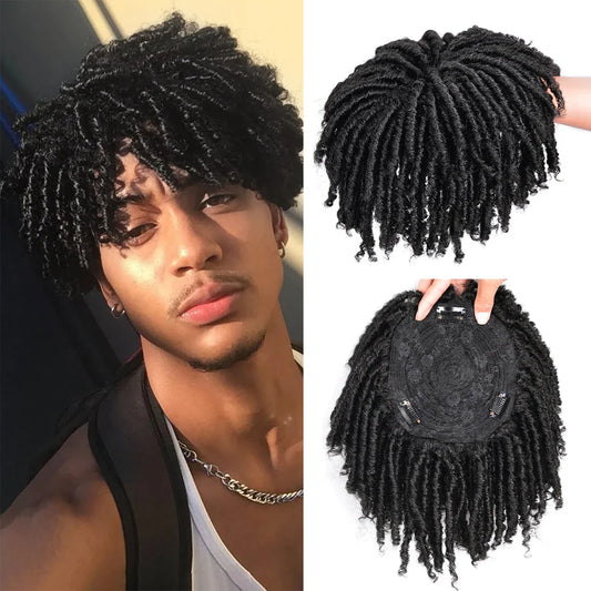 Short Crochet Synthetic Wig with Clips – Afro Braided Half Dreadlock Hair Extensions for Men & Women