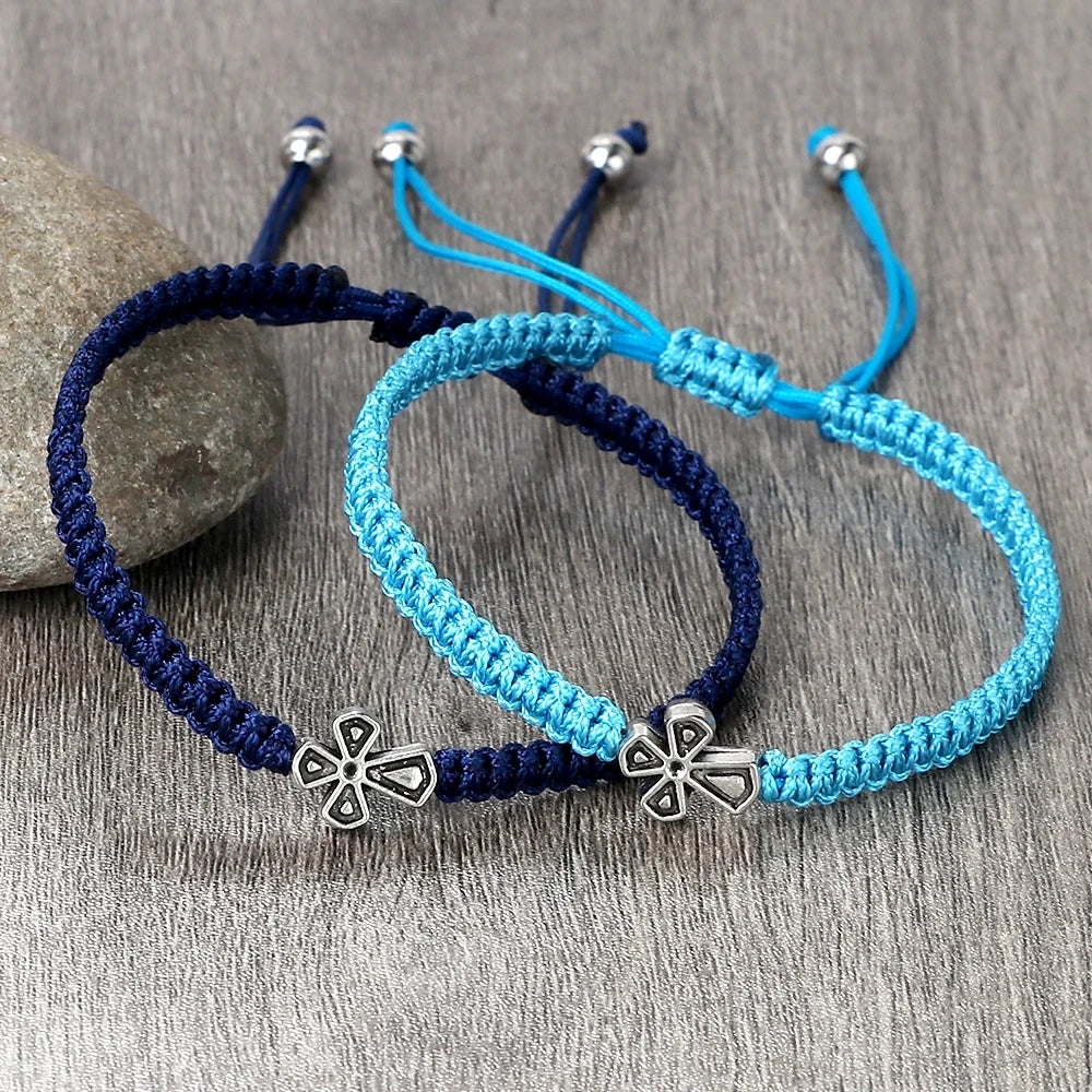 Prayer Cross Rope Bracelet - Handmade Adjustable Nylon Lucky Bangle Jewelry Gift for Women & Men