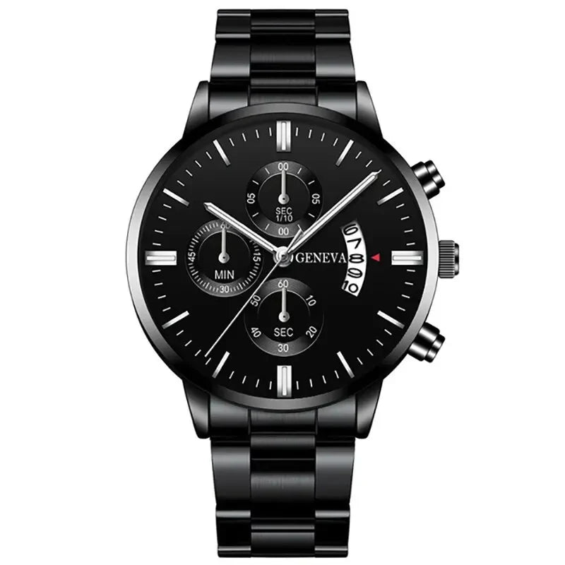 Fashion Men's Stainless Steel Watch – Luxury Quartz Wristwatch with Calendar for Business & Everyday Wear