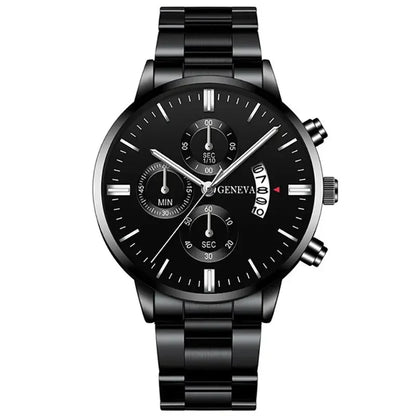 Fashion Men's Stainless Steel Watch – Luxury Quartz Wristwatch with Calendar for Business & Everyday Wear