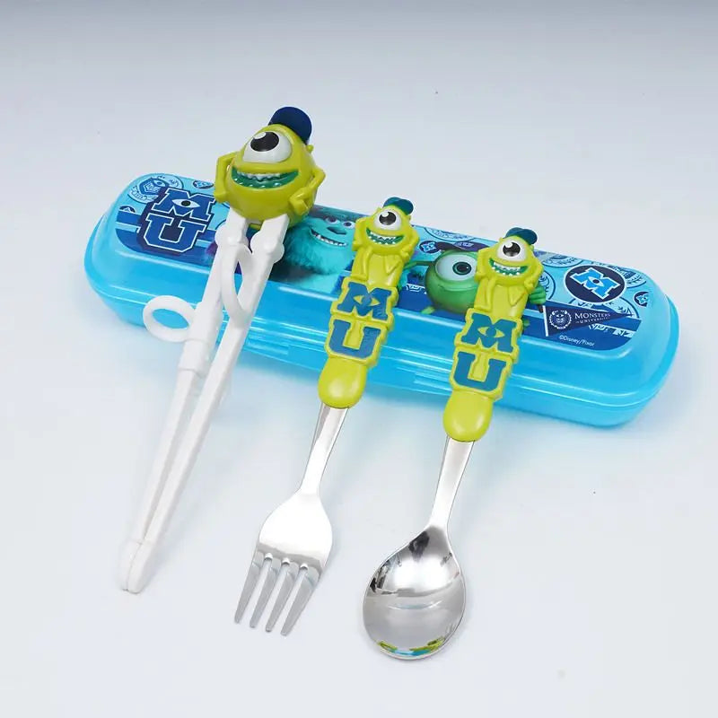Disney Kids Tableware Set — Lightning McQueen, Mickey, Minnie, Stitch & Princess Elsa Training Chopsticks and Spoons