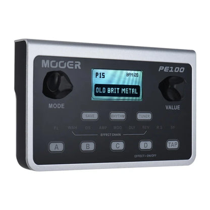 MOOER PE100 Portable Guitar Multi-Effects Processor – 39 Effects, 40 Drum Patterns & 10 Tempo Options