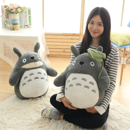 Cartoon Laugh Heartily Totoro Plush Toy — Stuffed Anime Movie Totoro, Lotus Leaf Pillow Plushie, Japanese-Style Doll Gift