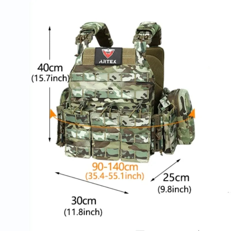 ARTEX Tactical Vest – 1000D Nylon, Quick Release, 6094K with Triple Magazine Pouch for Hunting & Airsoft Combat