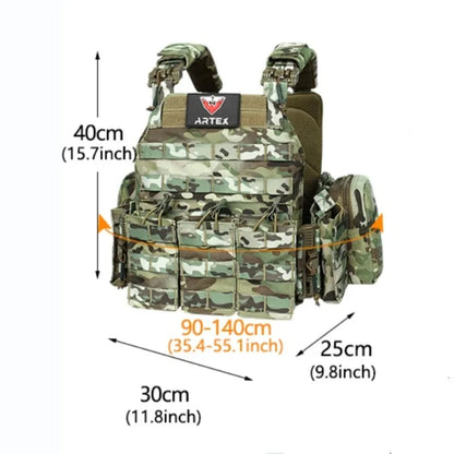 ARTEX Tactical Vest – 1000D Nylon, Quick Release, 6094K with Triple Magazine Pouch for Hunting & Airsoft Combat