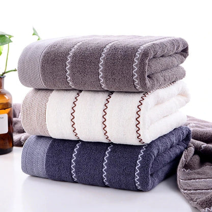 3-Piece Cotton Towel Set – 2 Hand Face Towels 35x75cm + 1 Bath Towel 70x140cm Soft Washcloth Gift Set