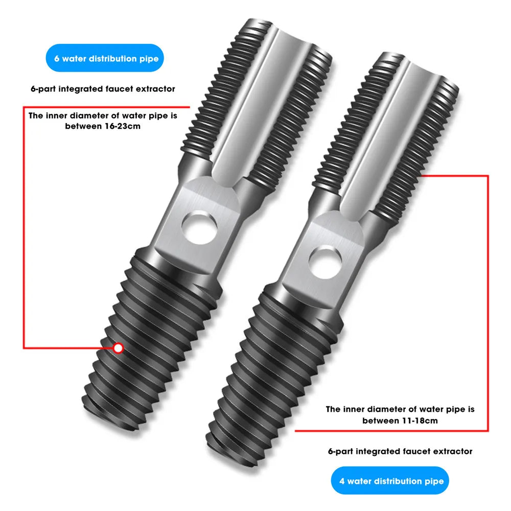 Multipurpose 2-in-1 Faucet Water Pipe & Triangle Valve Screw Extractor - Damaged Bolt Remover with House Drill Bit
