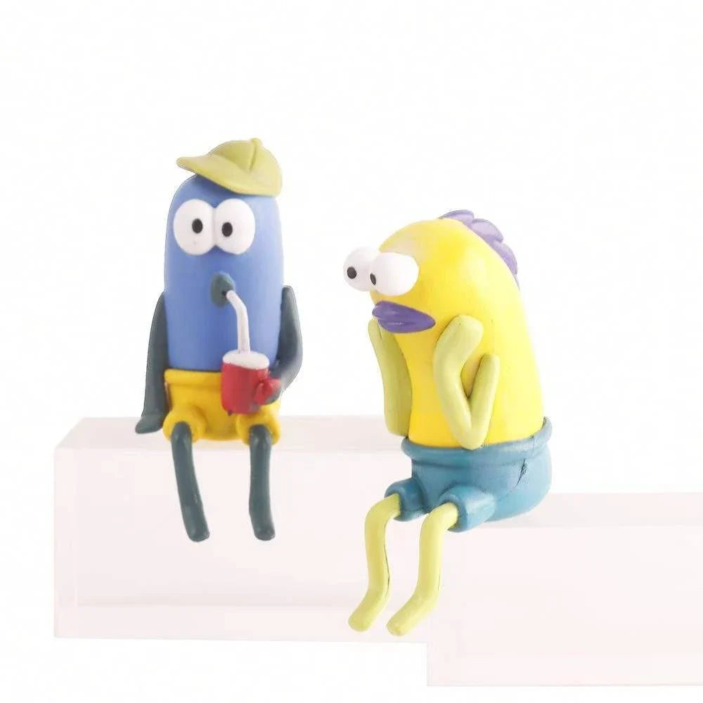 SpongeBob Blind Box Figure - Bikini Bottom Sitting Fish Car Ornament & Cute Desktop Collectible Gift