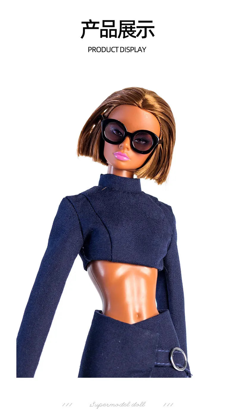 Personalized Fashion Accessories for 1/6 Doll – Futuristic Earring, Necklace & 30cm Supermodel Doll Glasses, Sweet & Cool Dress-Up Set