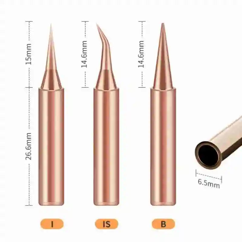 10Pcs 900M Soldering Iron Tips - Pure Copper Welding Replacement Heads for Electric Soldering Tools