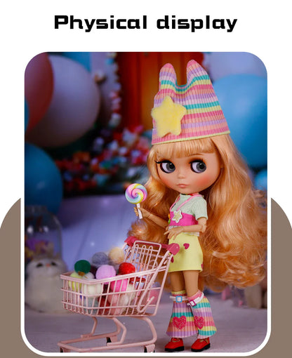 ICY DBS Blythe Doll – Tan Skin Matte Face with Eyebrows, 1/6 BJD Joint Body, Anime Christmas Gift