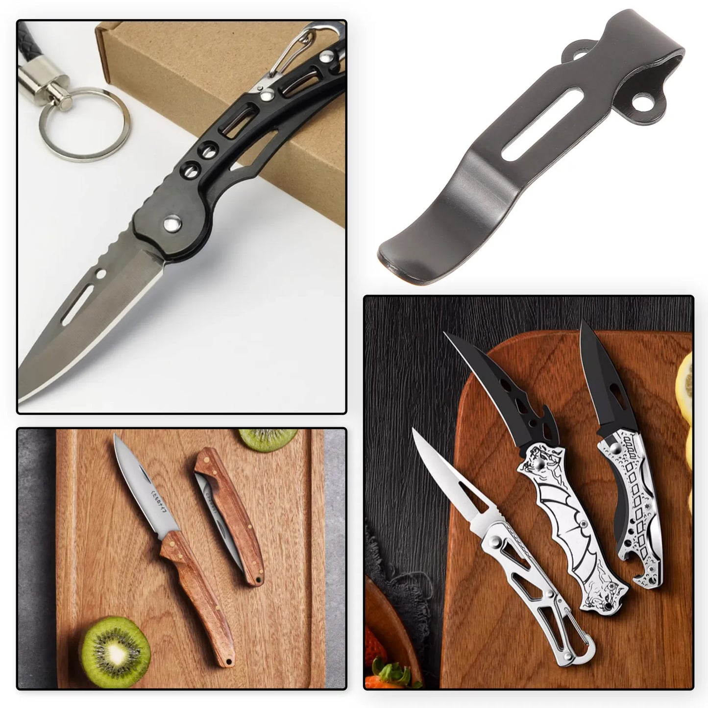 Stainless Steel Knife Back Clip - Compact Pocket Belt Clamp for Hiking, Camping & Outdoor Use