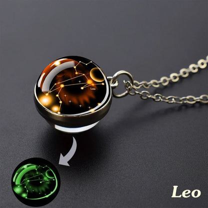 Luminous Zodiac Constellation Necklace – Starry Sky Glass Ball Pendant for Men & Women, 12 Astrology Signs Gift