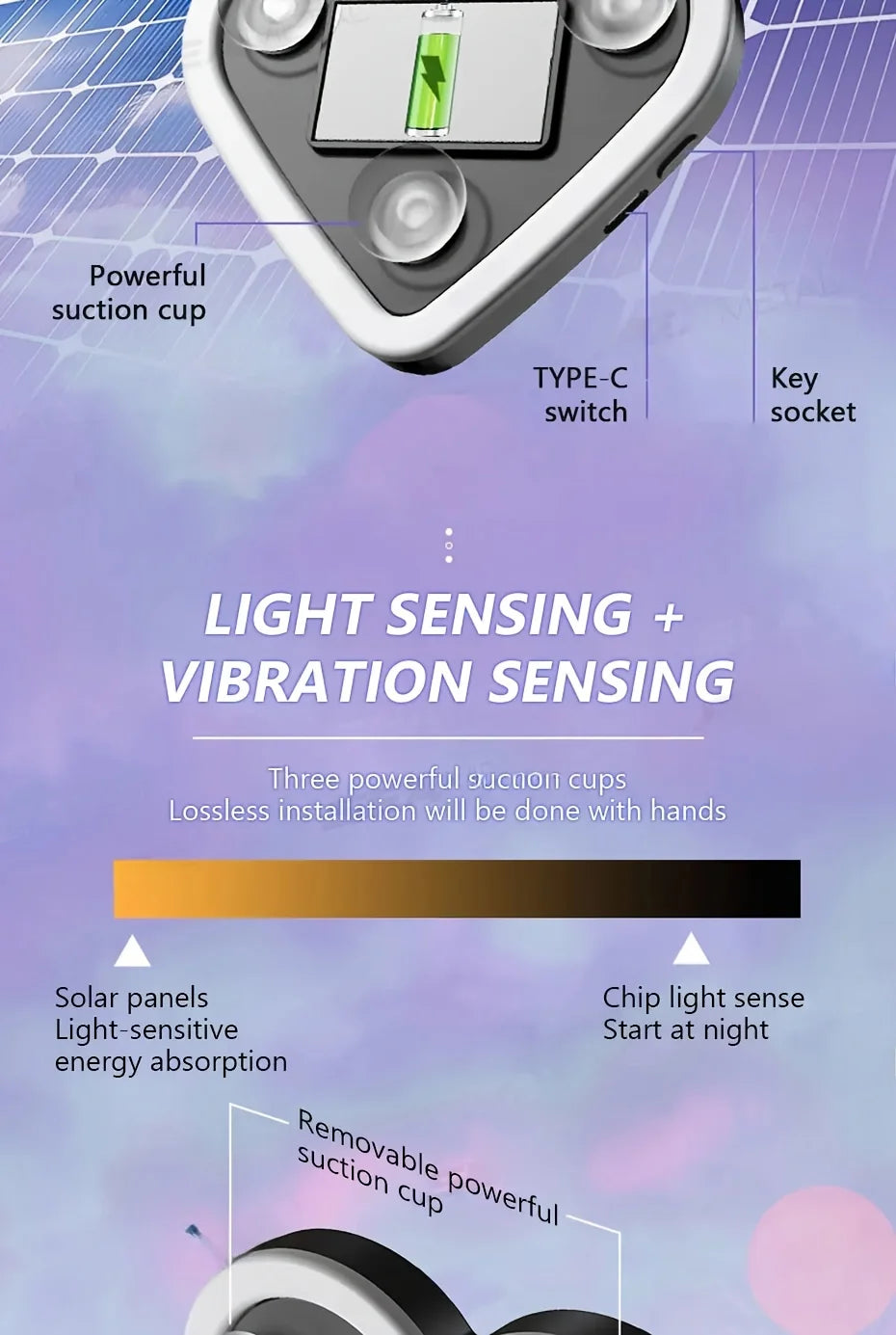 Solar-Powered LED Car Window Neon Lights — Heart-Shaped RGB-Free Color-Changing Interior Atmosphere Light