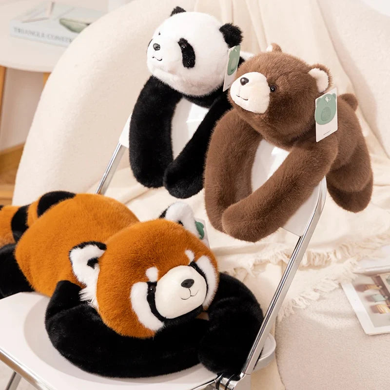 30-65cm Kawaii Forest Animal Plush Dolls – Soft Long-Arm Raccoon, Dinosaur, Sloth, Panda & Koala Pillow Toys for Home Decor