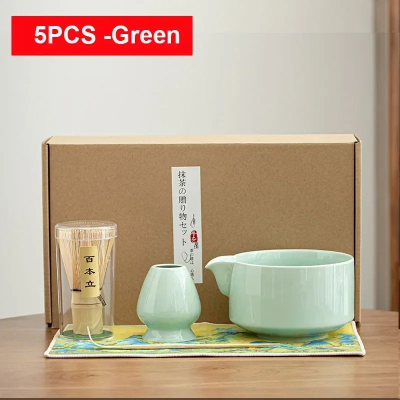 4/6Pcs Bamboo Matcha Tea Whisk Set – Scoop, Brush, Strainer & Bowl for Japanese Tea Ceremony