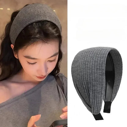 New Soft Wide Knitting Cotton Hairbands for Women & Girls – Korean Solid Turban with Teeth, Head Band Headwear Accessories