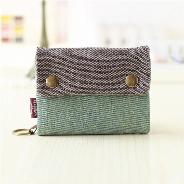Women’s Canvas Cartoon Card Wallet – Foldable Key Organizer & Coin Purse, Small Pouch Money Bag for Girls 2024