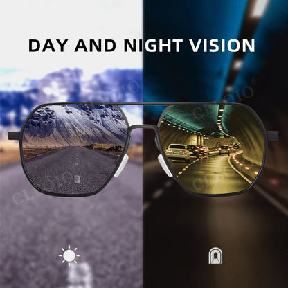 CLLOIO Anti-Glare Day & Night Vision Glasses – Polarized Photochromic UV400 Driving Sunglasses for Men & Women