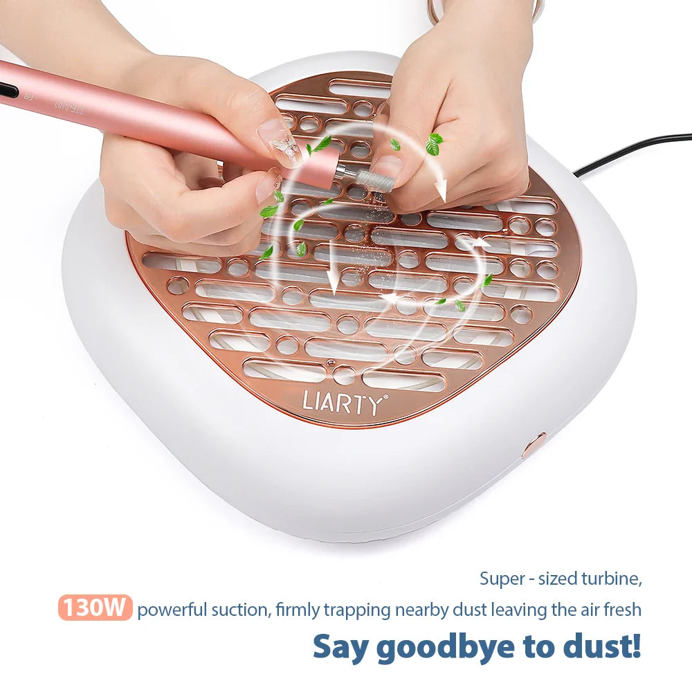 130W Brushless Nail Dust Collector – Powerful Suction Nail Dust Extractor, Manicure Vacuum Cleaner with 2 Filters