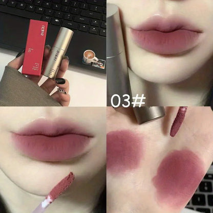 Long-Lasting Waterproof Matte Velvet Lip Gloss – Smooth Nude Brown Lip Tint for Festival Gifts