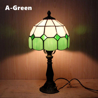 Retro Stained Glass Table Lamp – Colorful E27 Art Lampshade, Mediterranean Baroque Style Bedside Bedroom Décor Light