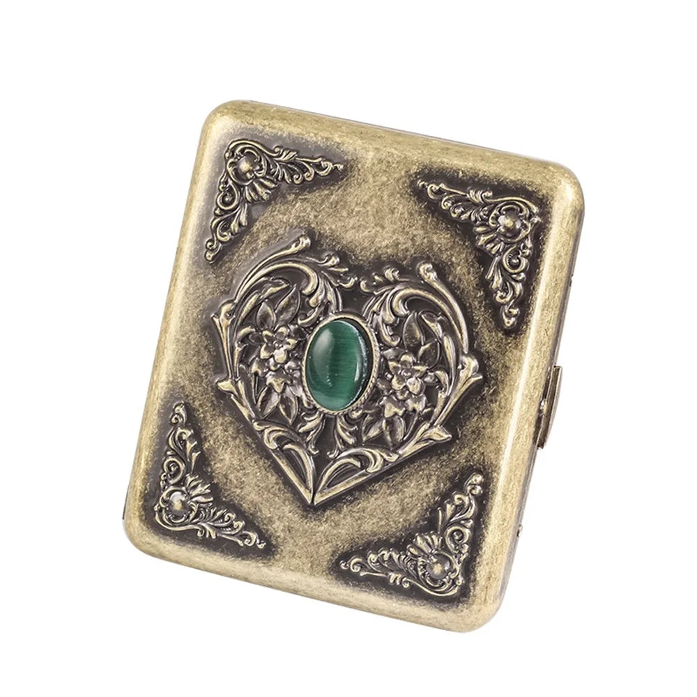 Retro Metal Cigarette Case - Portable 20-Stick Embossed Holder, Anti-Pressure & Moisture-Resistant Smoking Accessory