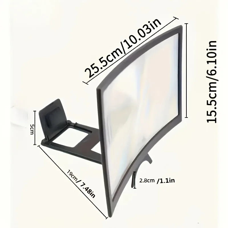 12 Inch 3D Phone Screen Magnifier Stand – Ultra HD with Anti-Glare & Blue Light Filter, Portable Personal Cinema for Movies