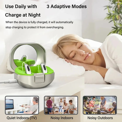 2024 Bluetooth Hearing Aid – ELHearing Rechargeable Mini Device with Programmable Digital Features & Portable Charging Case