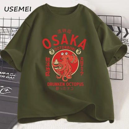 Osaka Dotonbori Drunken Octopus T-Shirt – Japanese Street Food Lover Vintage Cotton Graphic Tee