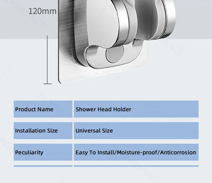 Universal No-Drill Adjustable Shower Head Holder – Wall-Mounted Bracket with Stable Rotation for Bathroom Accessories