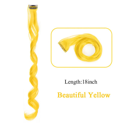 HUAYA 18" Synthetic Clip-In Colorful Curly Hair Extension – Ombre Pink Purple Red Blue Hair Piece