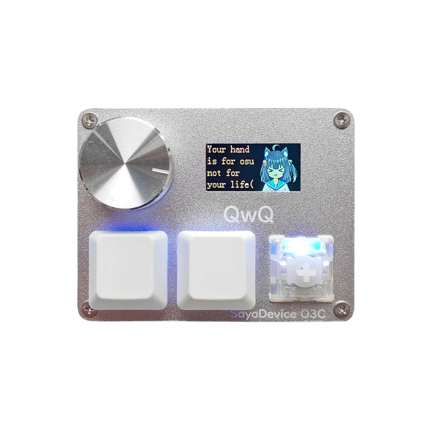 SayoDevice O3C Gaming Keyboard with Gateron KS-20 White Magnetic Switches – Rapid Trigger Macropad with Knob & Screen for OSU Shortcuts