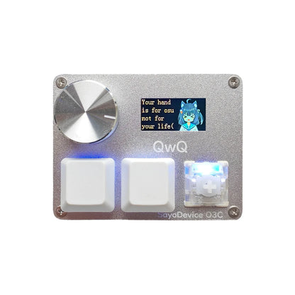SayoDevice O3C Gaming Keyboard with Gateron KS-20 White Magnetic Switches – Rapid Trigger Macropad with Knob & Screen for OSU Shortcuts