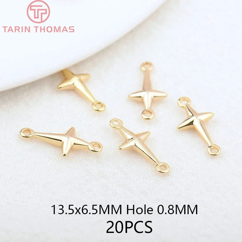 24K Champagne Gold Cross Charms - Small Brass DIY Jewelry Pendants & Craft Accessories